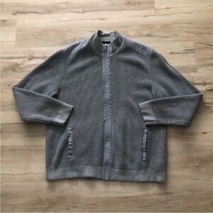 Men's Grey Knit Zip-Front Sweater